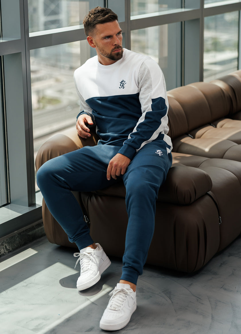 Gym King Contrast Panel Crew - Moonlight Blue/Snow Marl