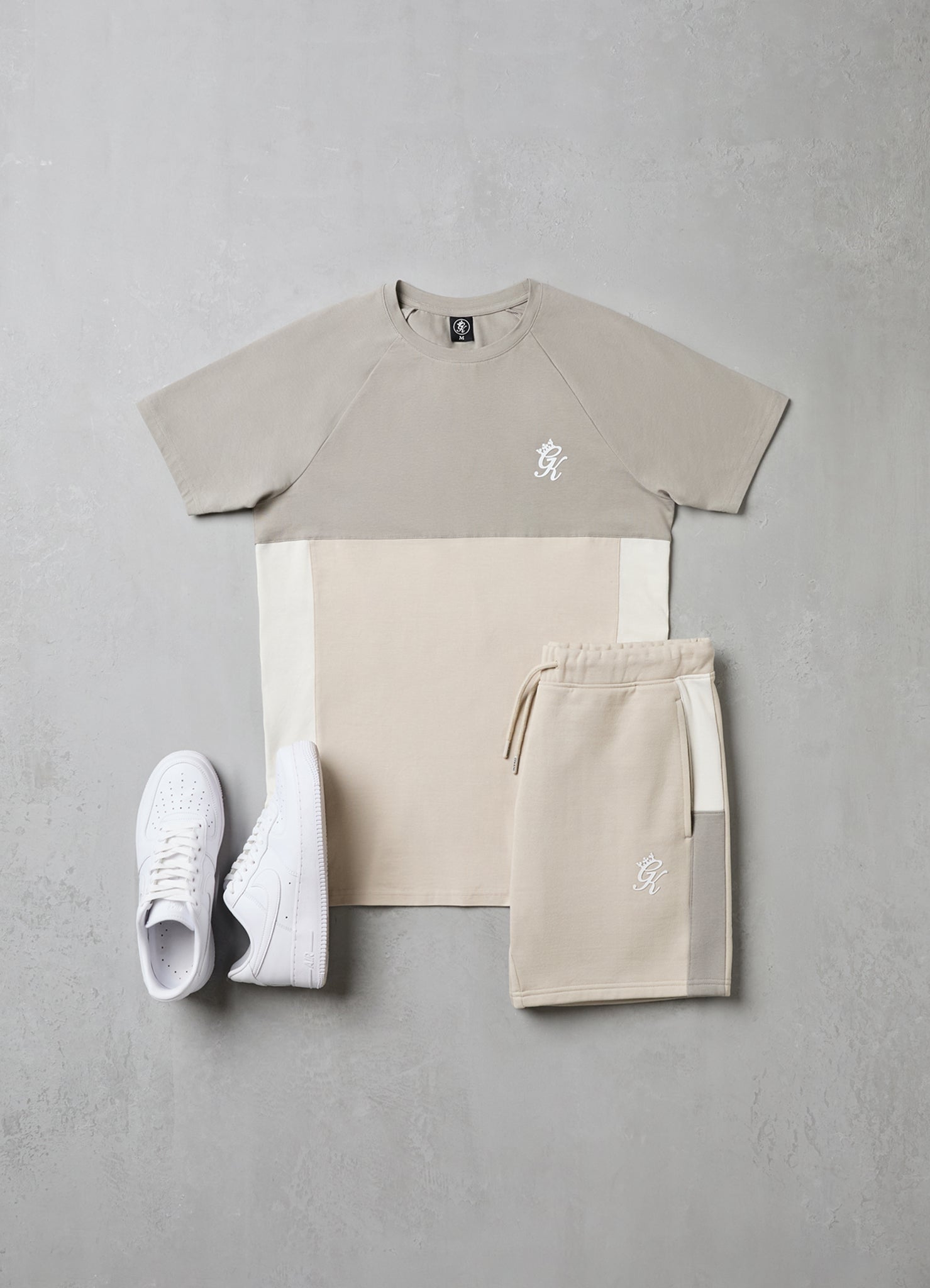 Gym King Contrast Panel Short - Taupe/Light Stone/White