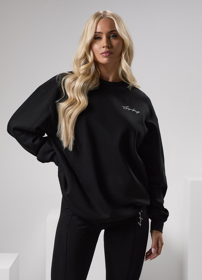 Gym King Reset Oversized Fleece Crew - Black