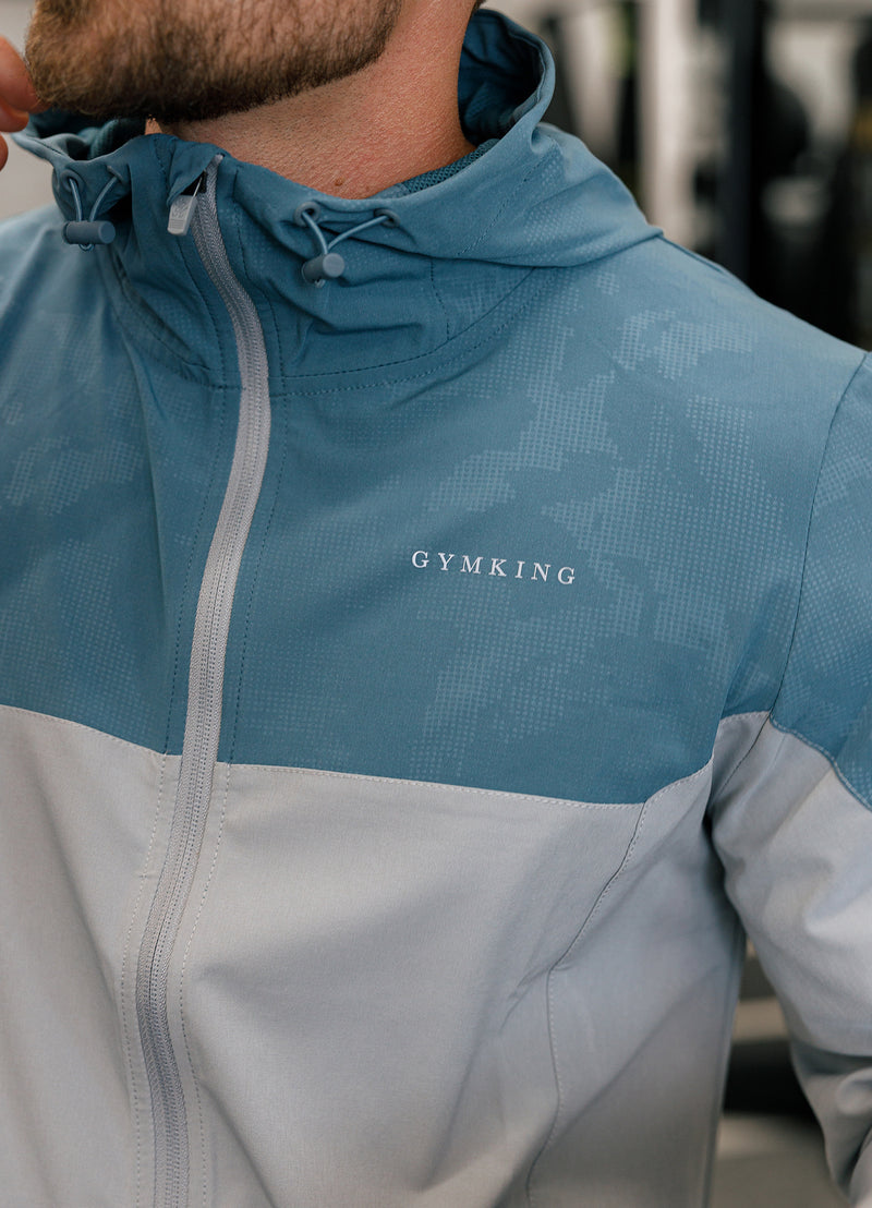 Gym King Debossed Camo Woven Tracksuit - Cloudy Grey/Lake Blue