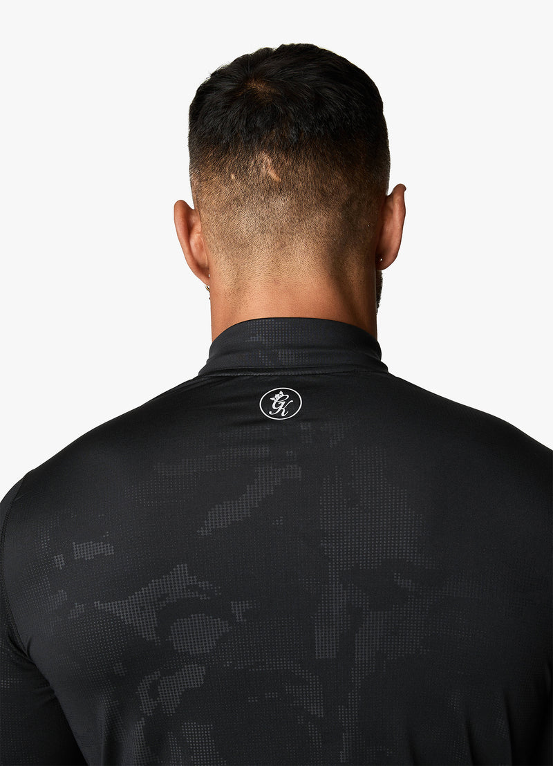 Gym King Debossed Camo 1/4 Zip Funnel - Black