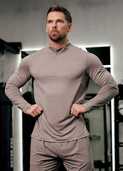 Gym King Energise 1/4 Zip - Truffle
