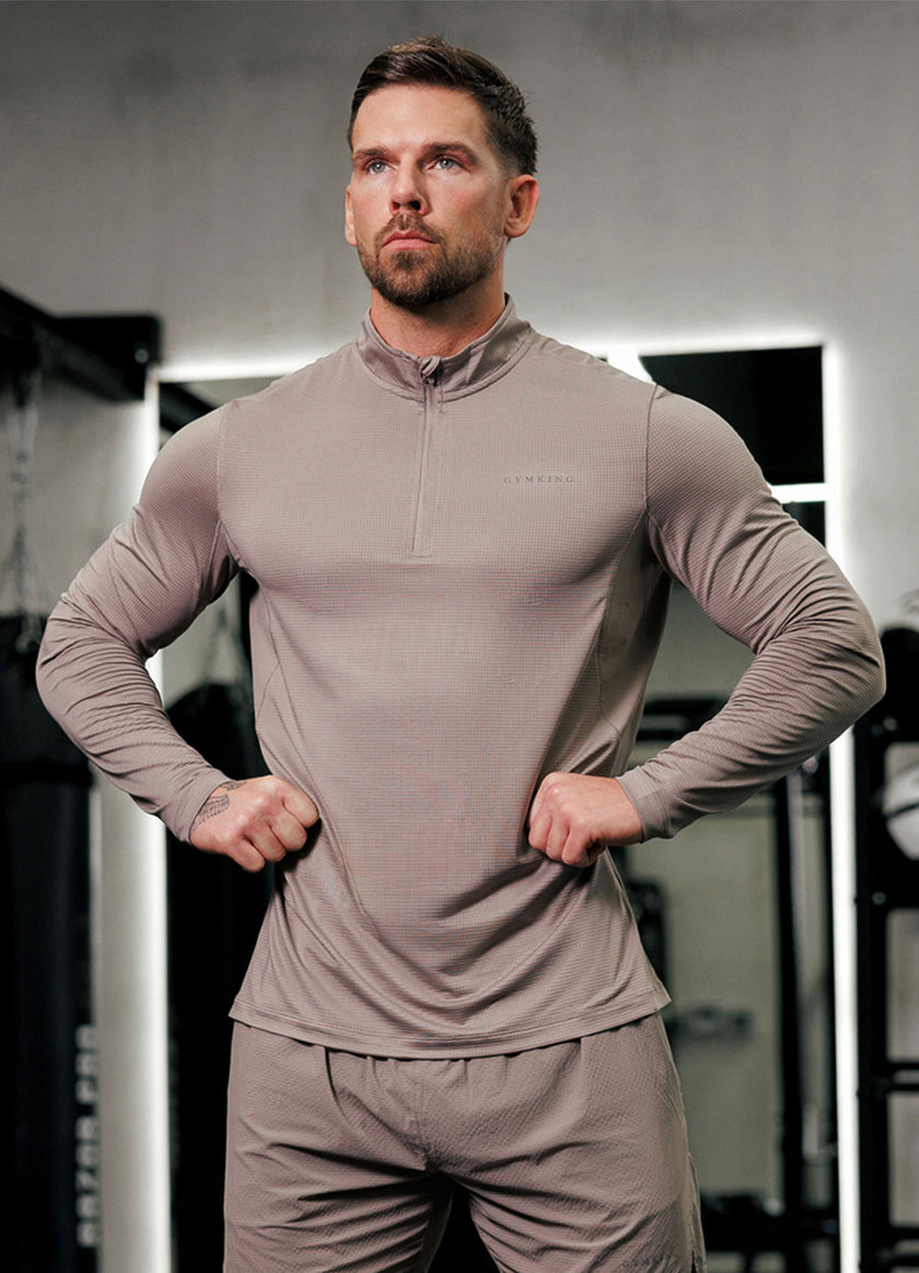 Gym King Energise 1/4 Zip - Truffle