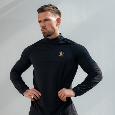 Gym King Energy 1/4 Zip Funnel - Black/Gold