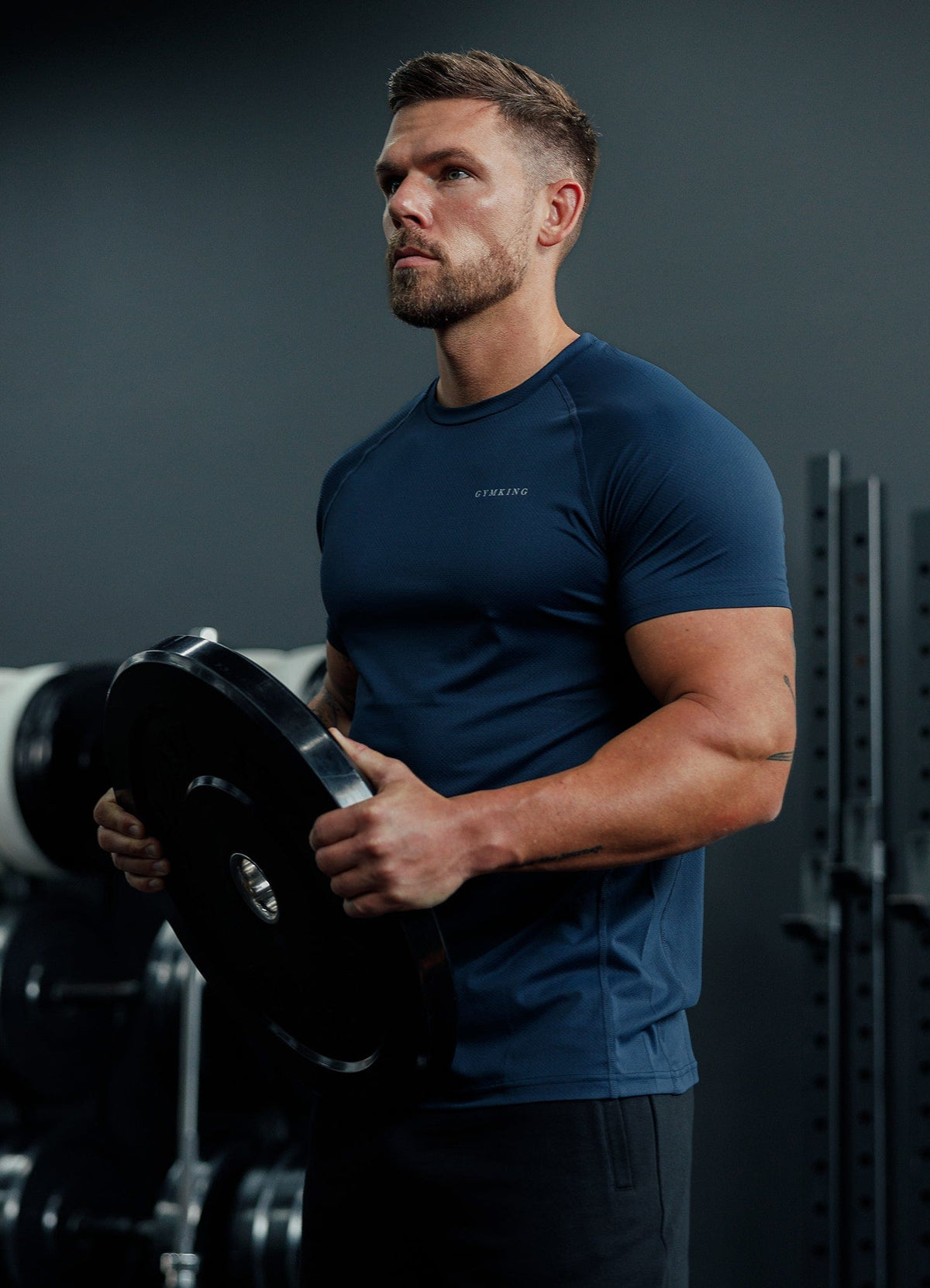 Gym King Energy Linear T-Shirt - Navy