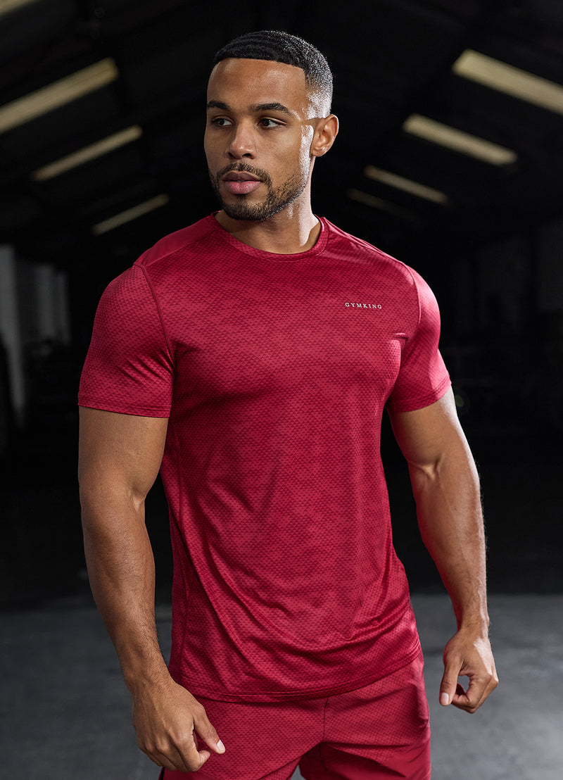 Gym King Enigma AOP Tee - Deep Red