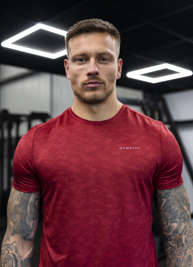 Gym King Enigma AOP Tee - Deep Red