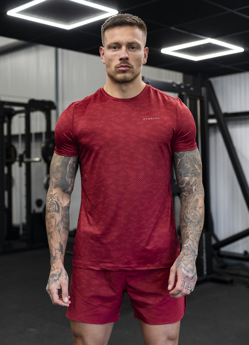 Gym King Enigma AOP Tee - Deep Red