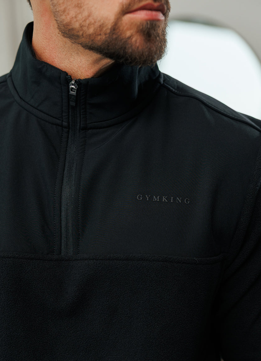 Gym King Linear 1/4 Zip Polar Fleece - Black