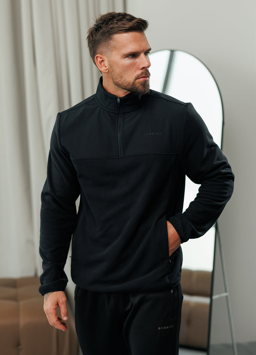 Gym King Linear 1/4 Zip Polar Fleece - Black