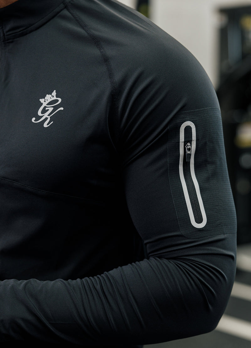 Gym King Flex 1/4 Zip Funnel Neck - Black/Silver