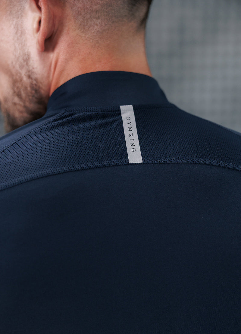 Gym King Flex 1/4 Zip Funnel - Dark Navy/Silver