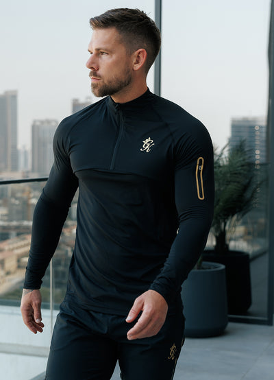 Gym King Flex 1/4 Zip Funnel - Black/Gold