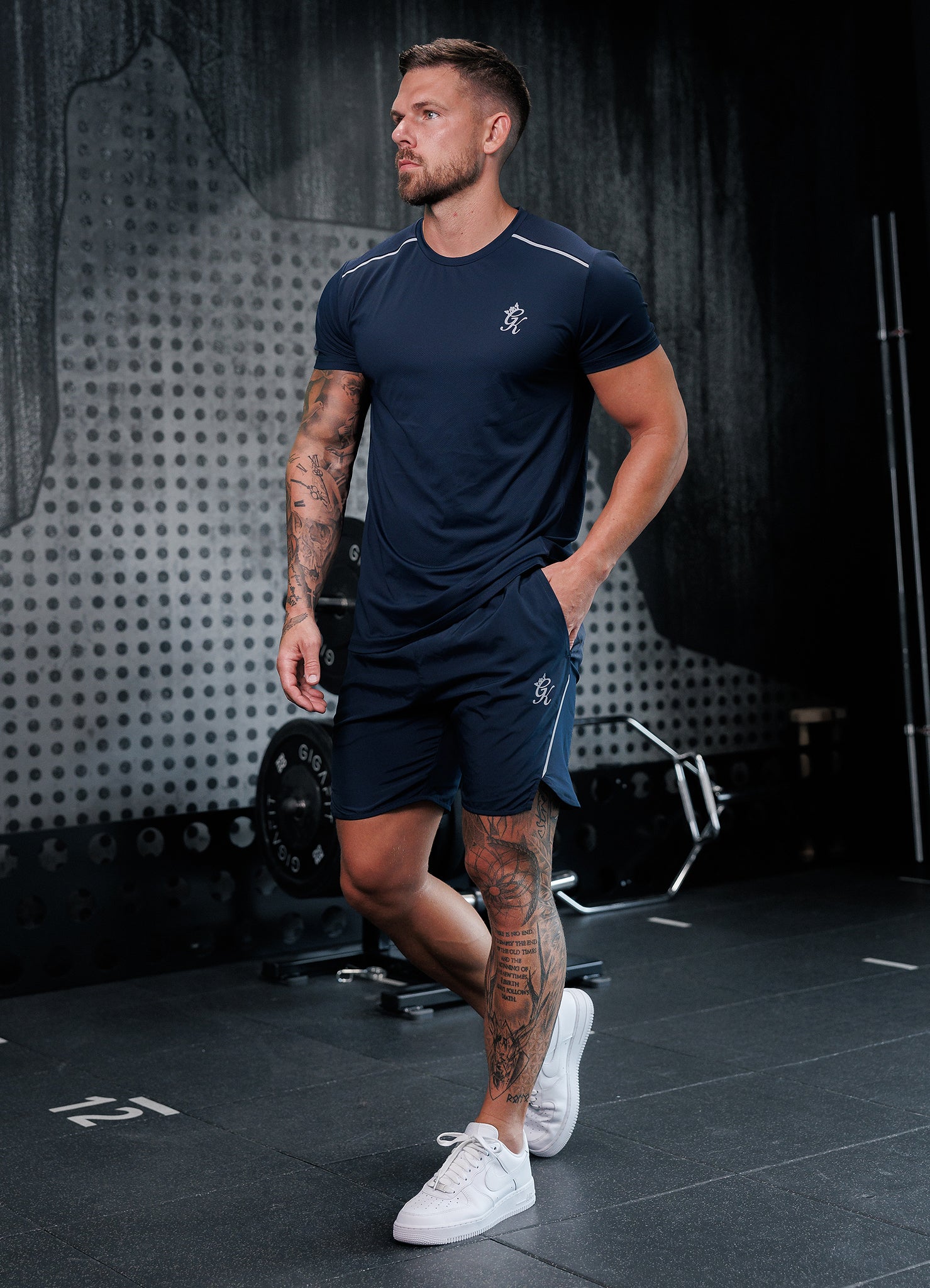 Gym King Flex Tee - Navy/Silver