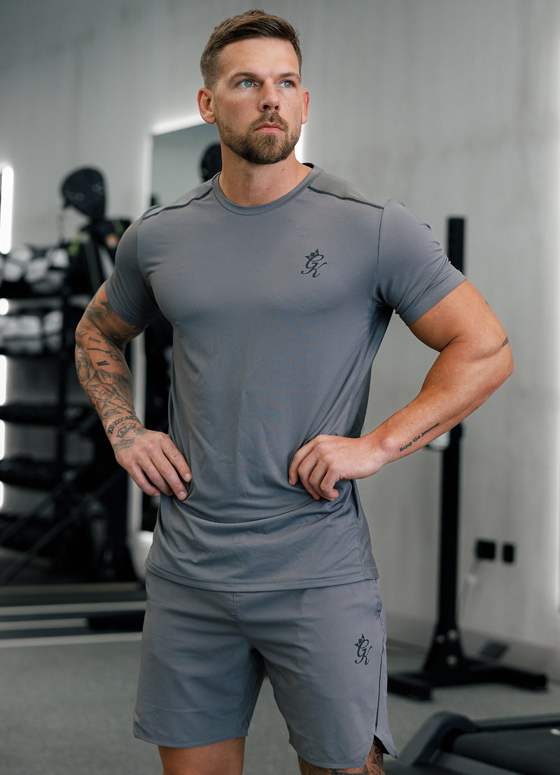 Gym King Flex Tee - Fossil Grey/Black