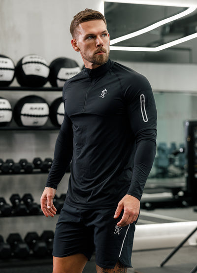 Gym King Flex 1/4 Zip Funnel Neck - Black/Silver