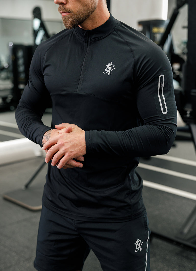 Gym King Flex 1/4 Zip Funnel Neck - Black/Silver