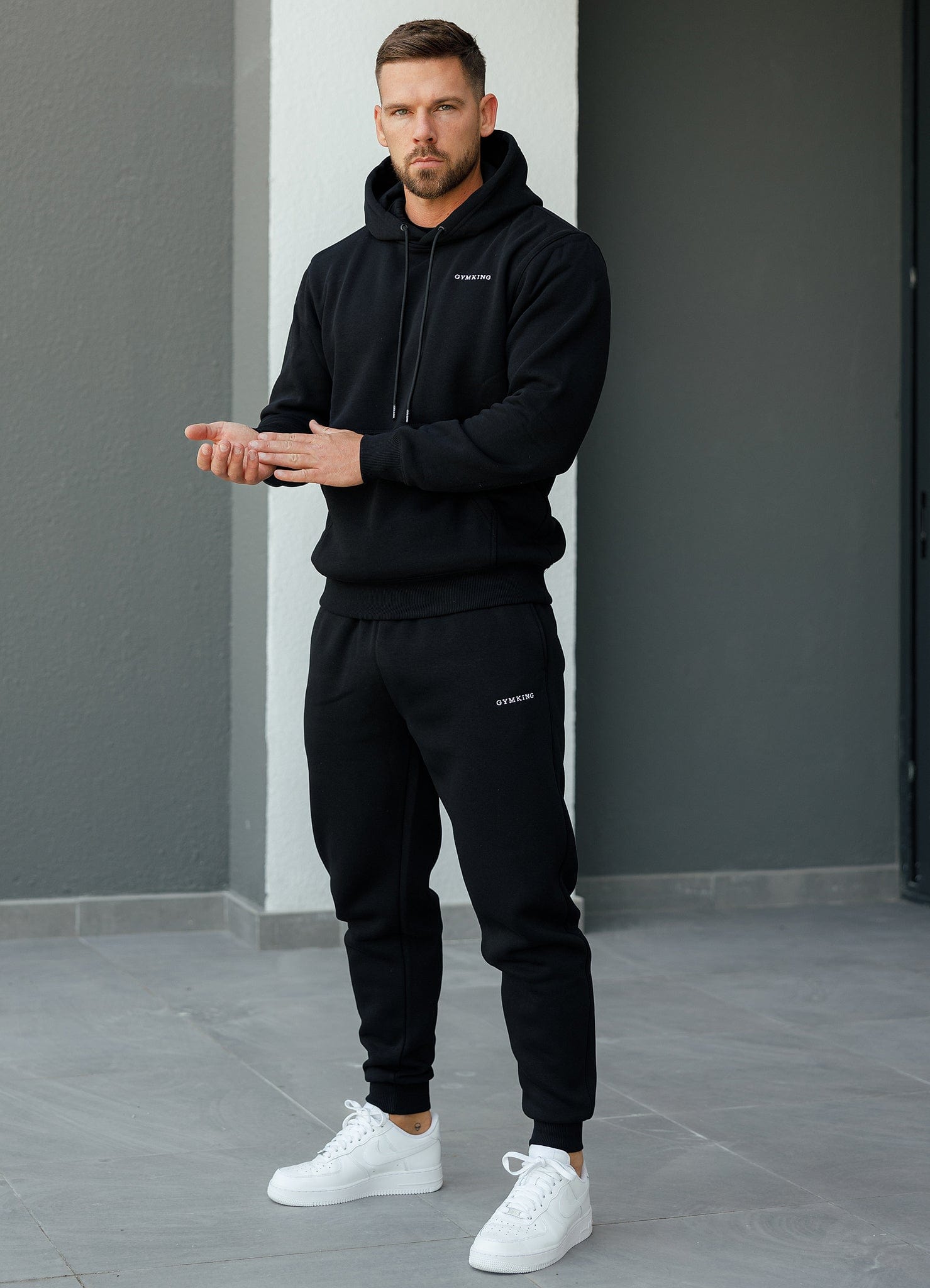 Gym King Fundamental Linear Hood Tracksuit - Black
