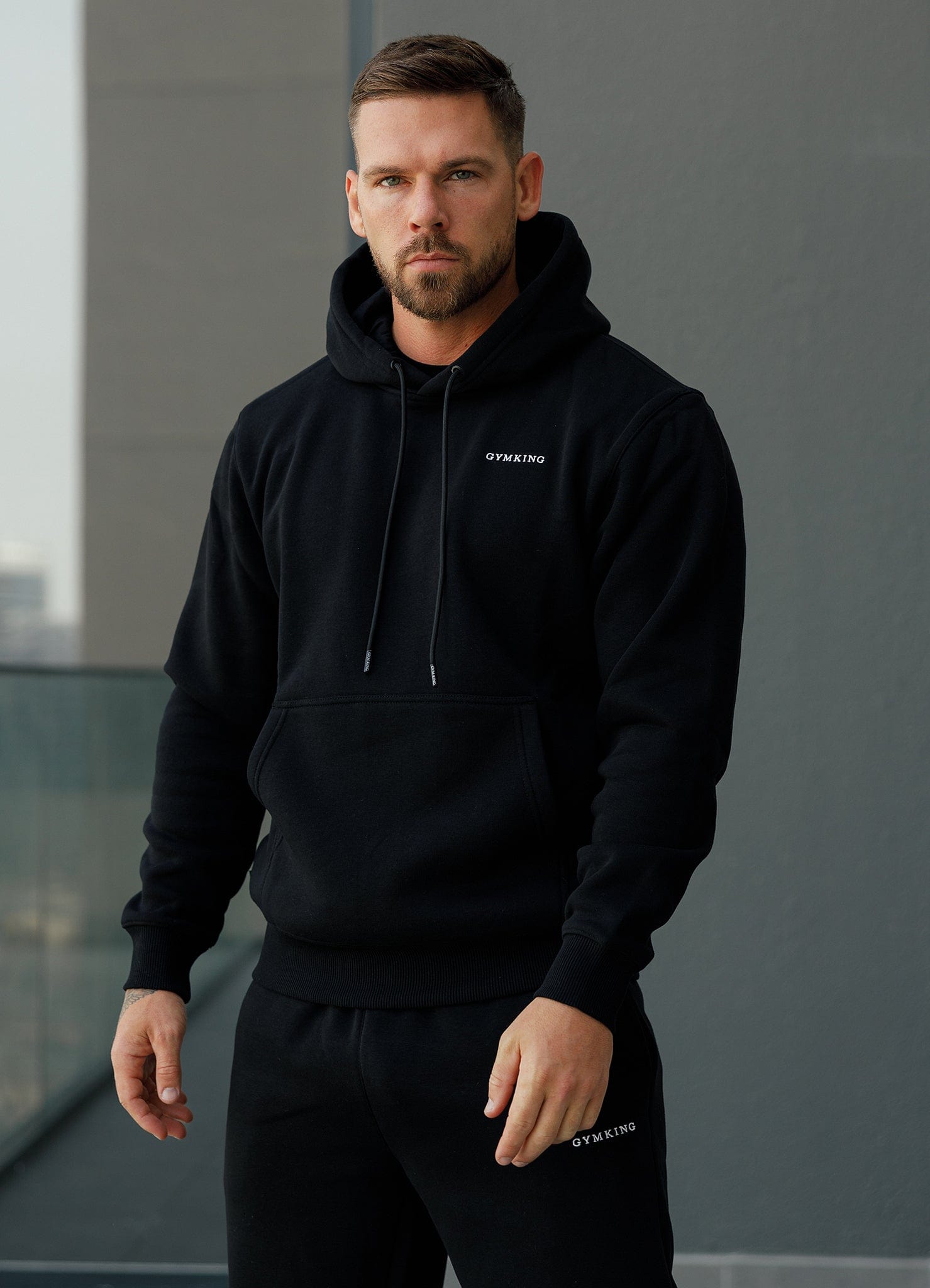 Gym King Fundamental Linear Hood Tracksuit - Black