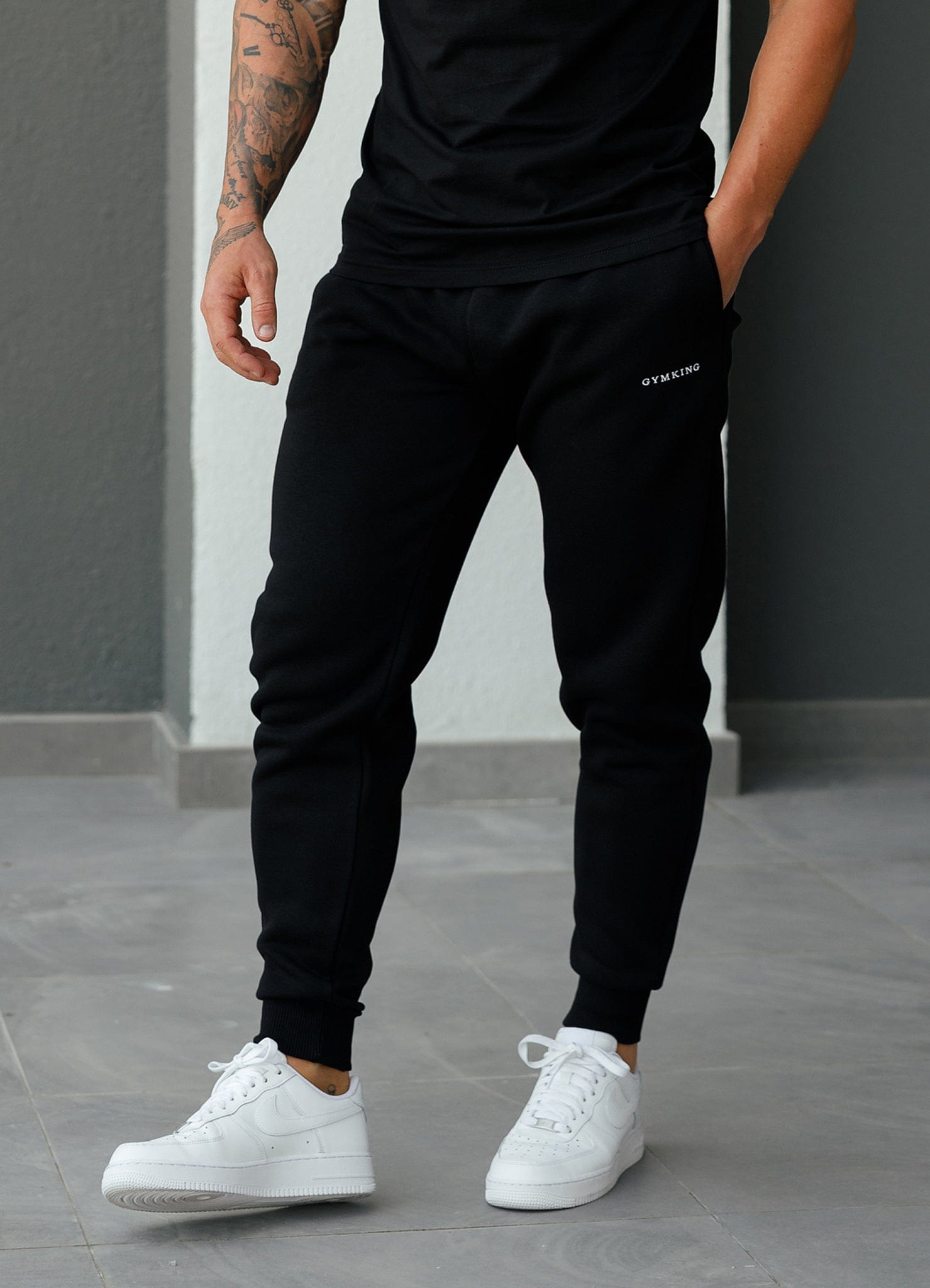 Gym King Fundamental Linear Hood Tracksuit - Black