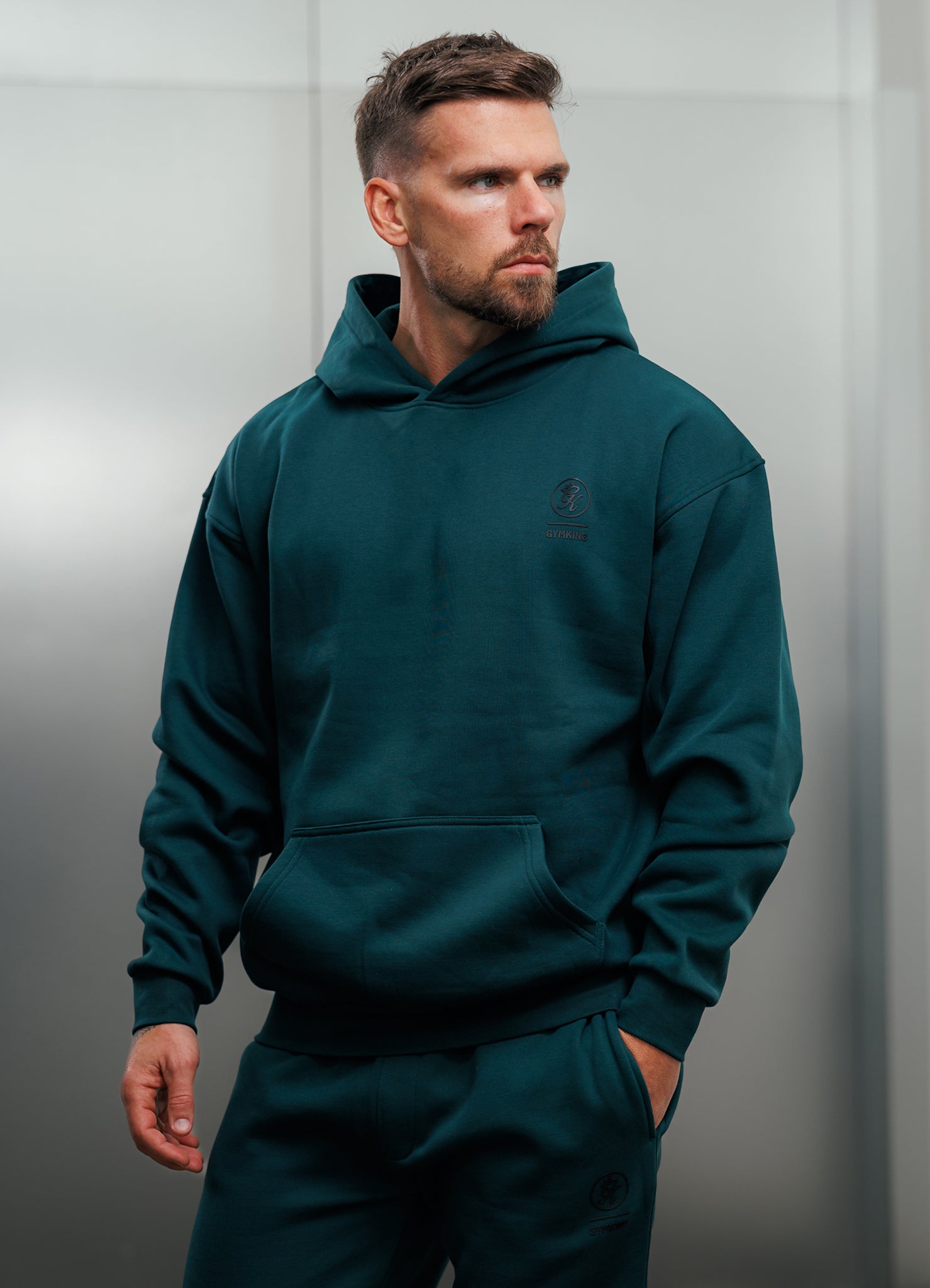 Gym King Aventus Fleece Hood - Deep Forest Green