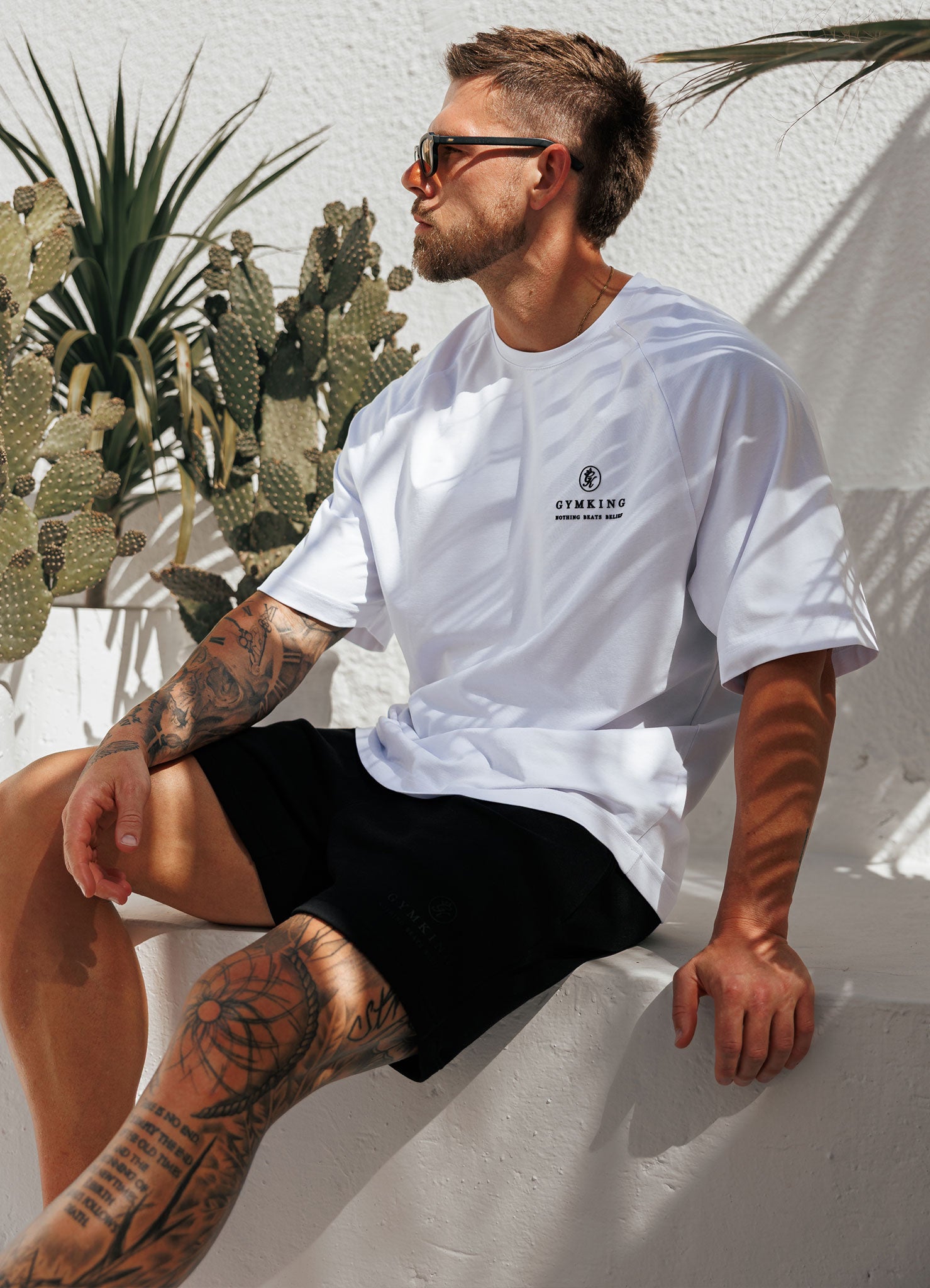 Gym King Focus Relaxed Fit Tee - White