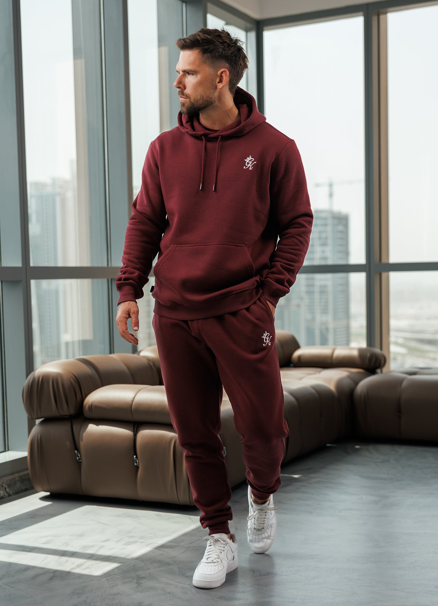 Gym King Fundamental Hood Tracksuit - Burgundy