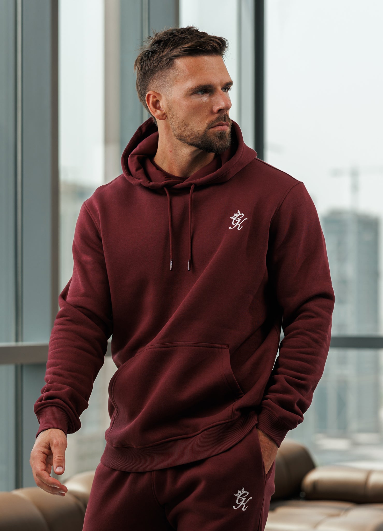 Gym King Fundamental Hood Tracksuit - Burgundy