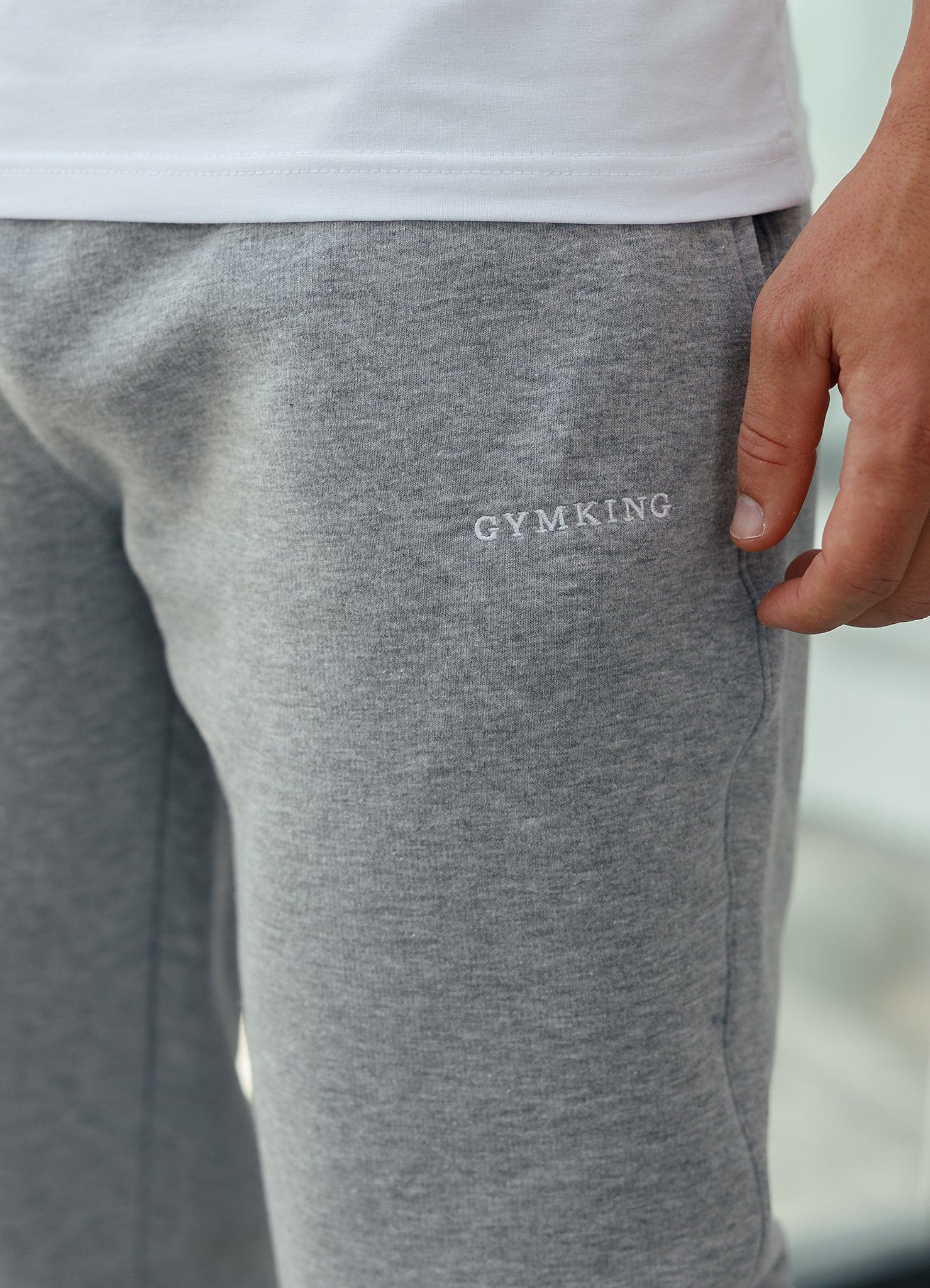 Gym King Fundamental Linear Hood Tracksuit - Grey Marl