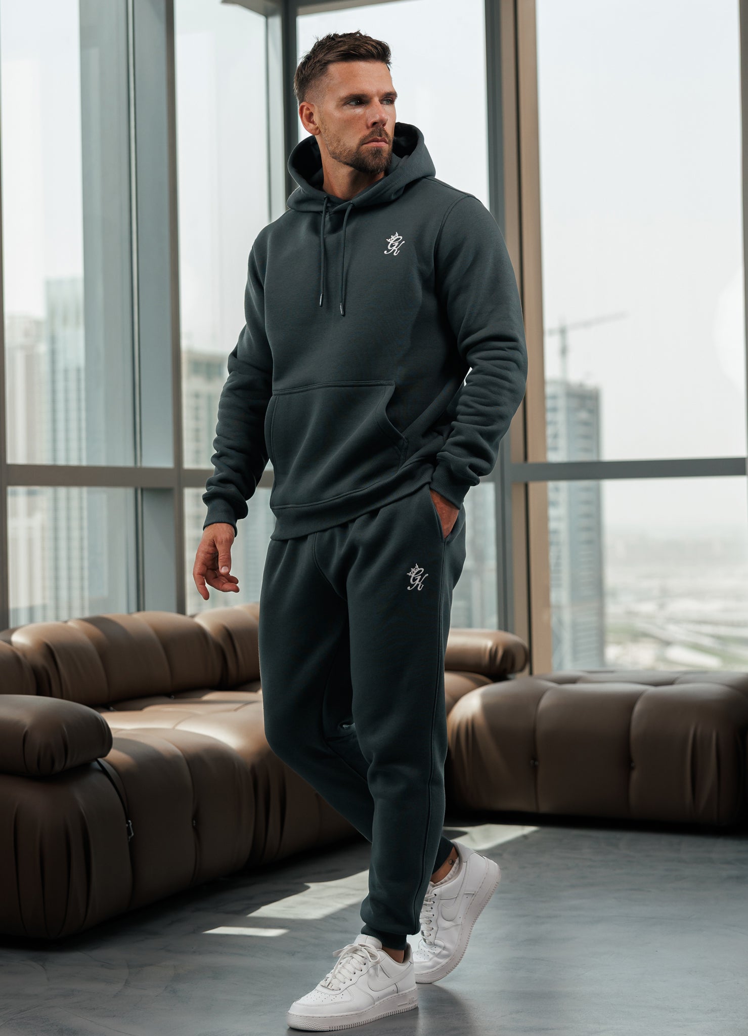 Gym King Fundamental Hood Tracksuit - Green Smoke