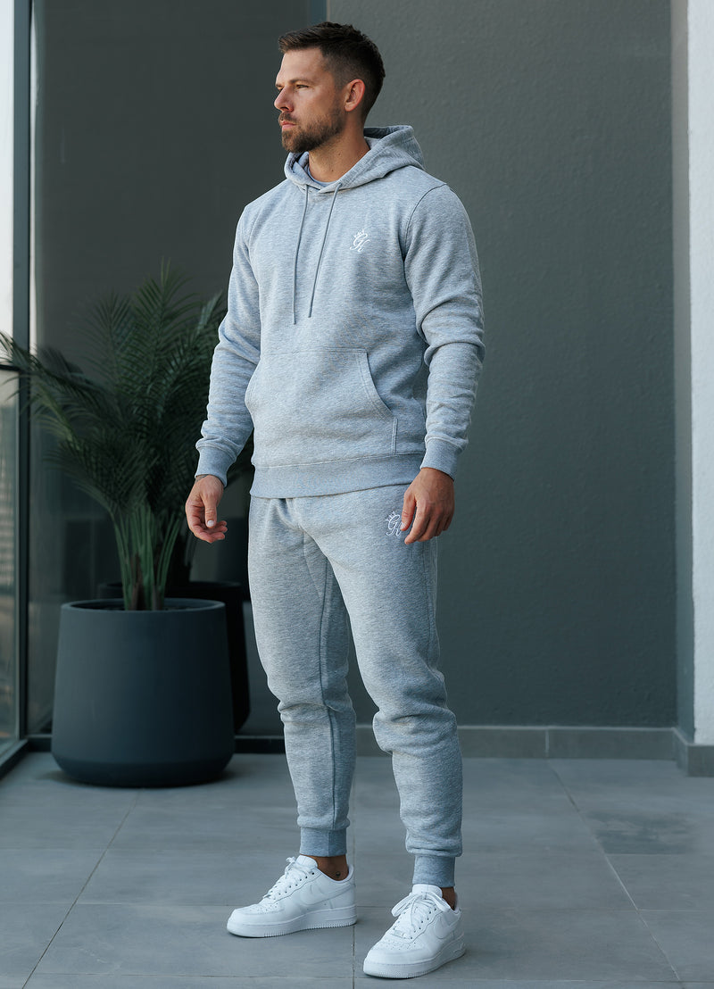 Gym King Fundamental Fleece Hood Tracksuit - Grey Marl