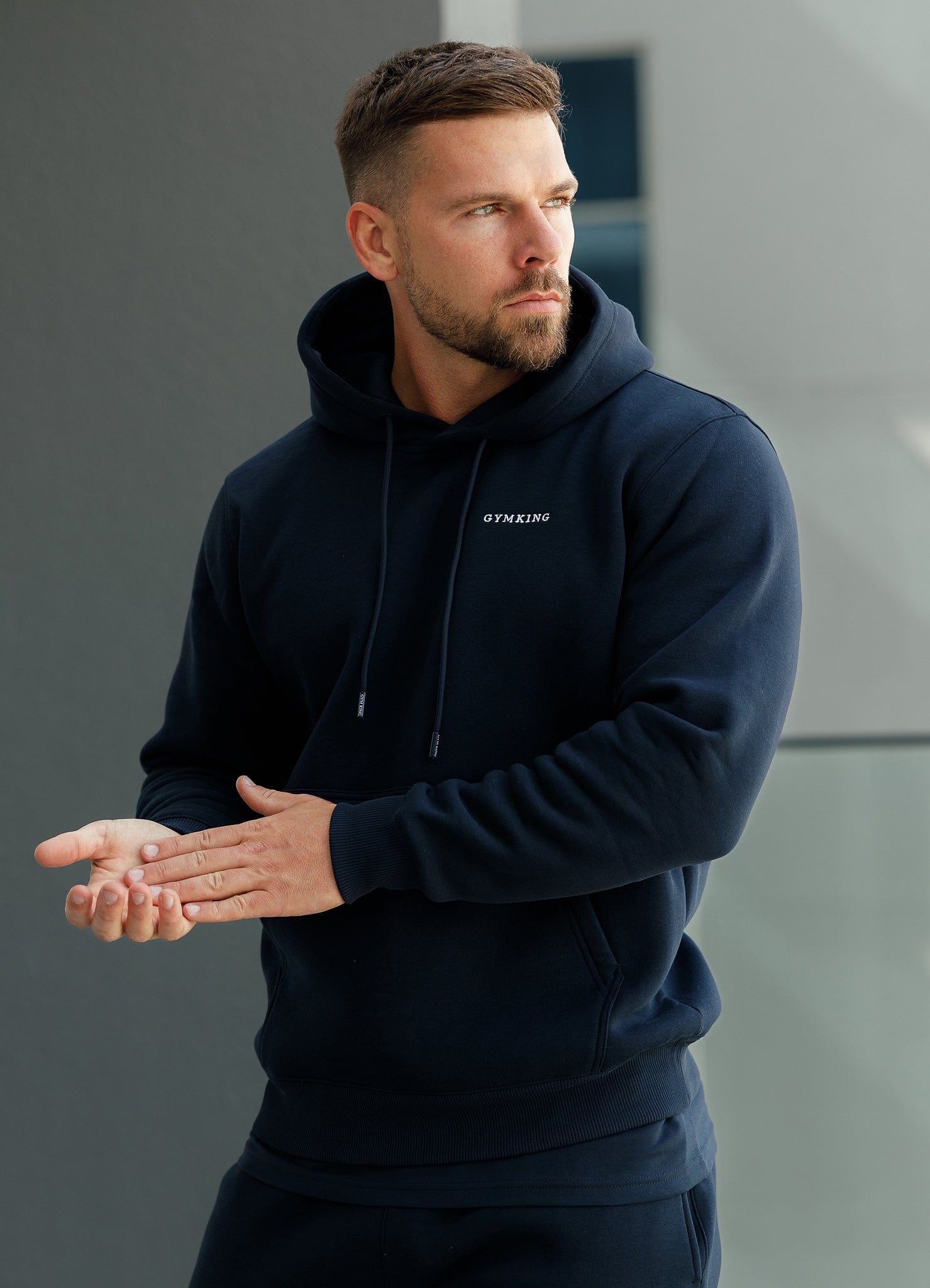 Gym King Fundamental Linear Hoodie - Navy