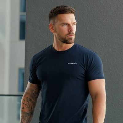 Gym King Fundamental Linear Tee - Navy