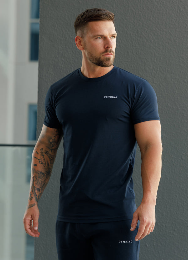 Gym King Linear Fundamental Tee - Navy