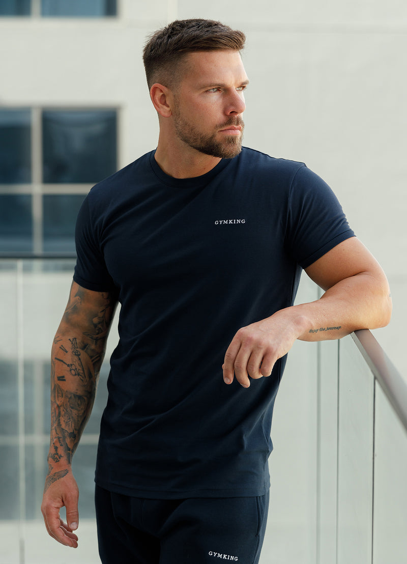 Gym King Linear Fundamental Tee - Navy