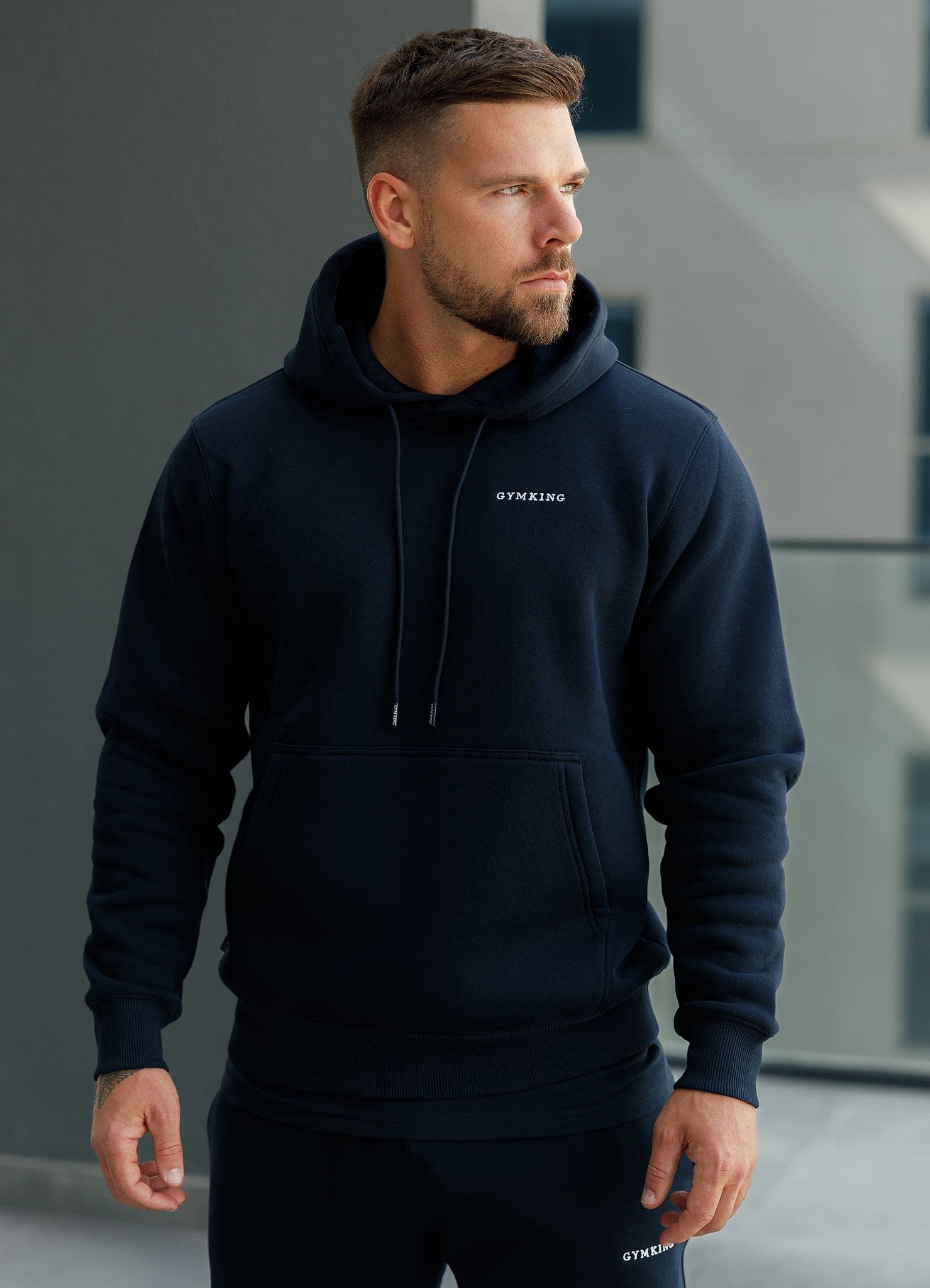 Gym King Fundamental Linear Hood Tracksuit - Navy