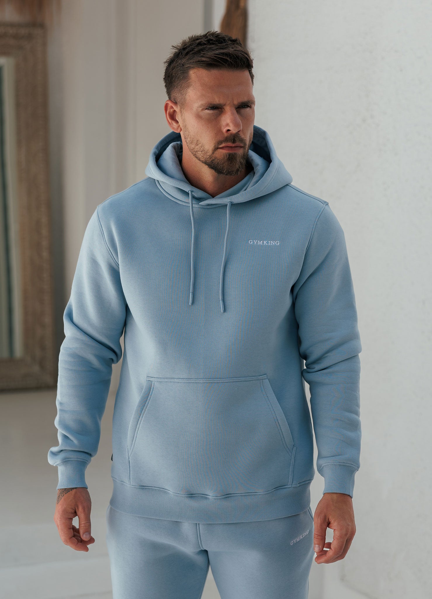 Gym King Fundamental Linear Hoodie - Powder Blue