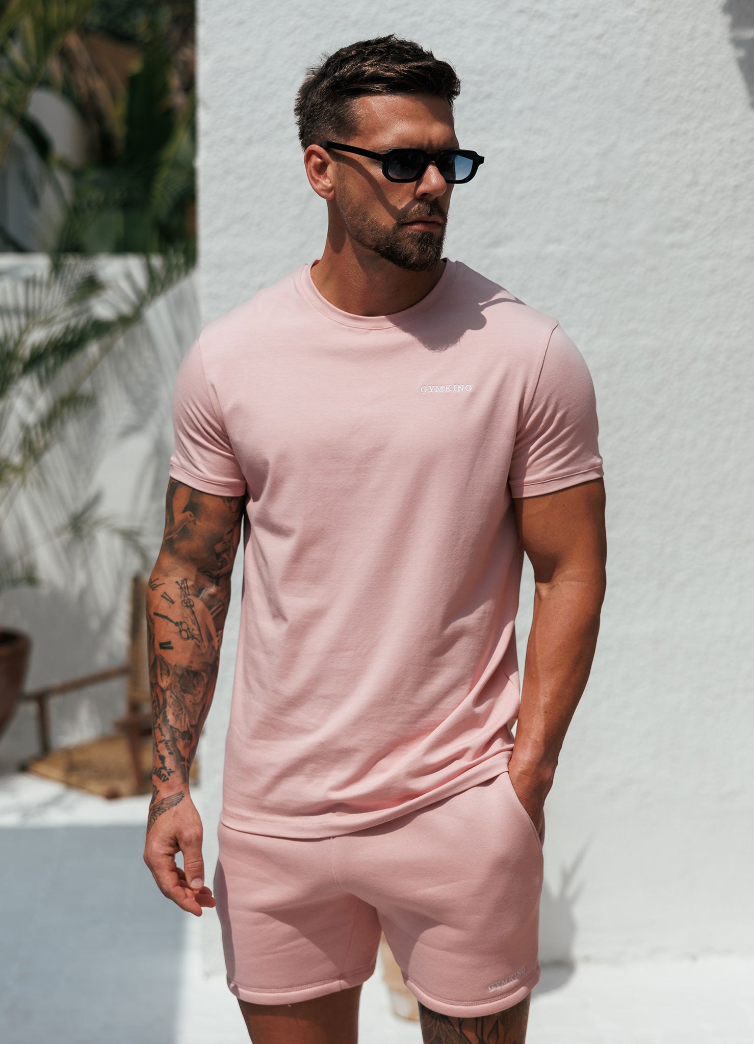 Gym King Fundamental Linear Tee - Rustic Pink