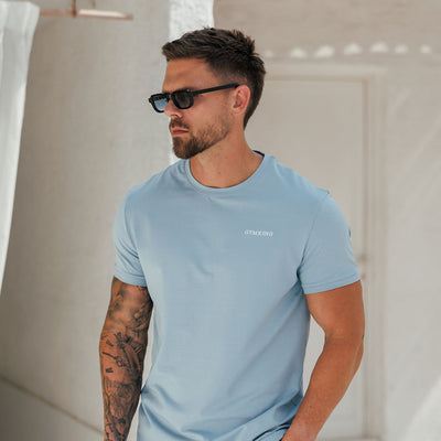 Gym King Fundamental Linear Tee - Powder Blue