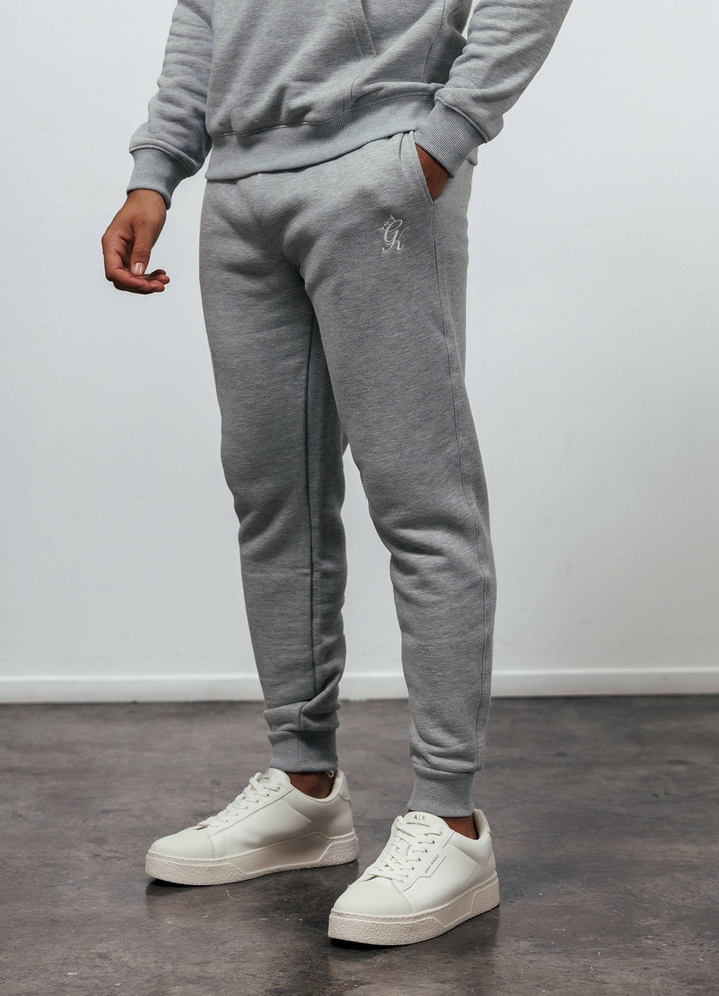 Gym King Fundamental Fleece Hood Tracksuit - Grey Marl