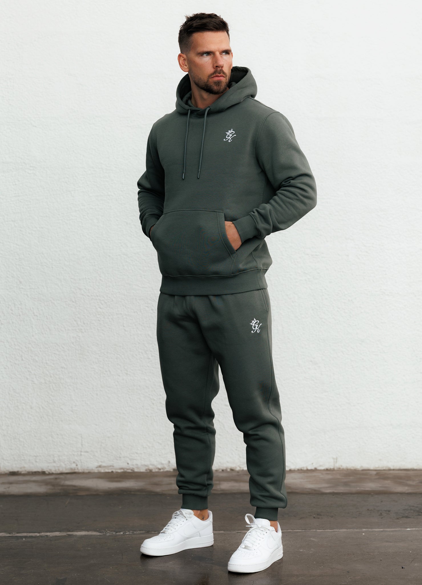 Gym King Fundamental Fleece Hood Tracksuit - Deep Olive