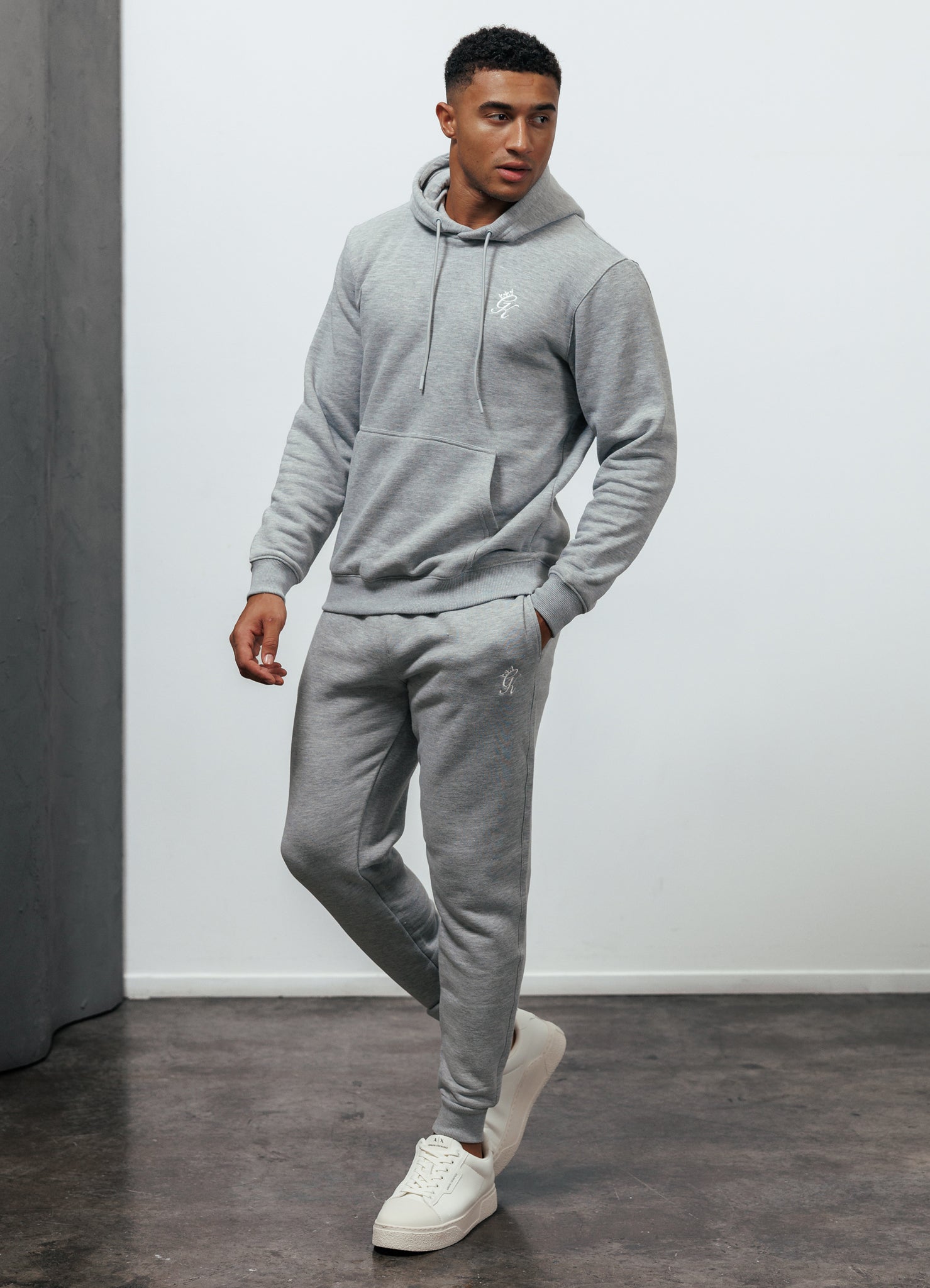 Gym King Fundamental Fleece Hood Tracksuit - Grey Marl