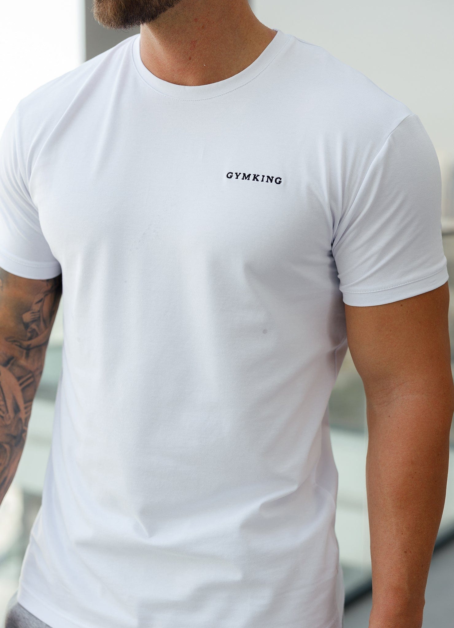 Gym King Fundamental Linear Tee - White