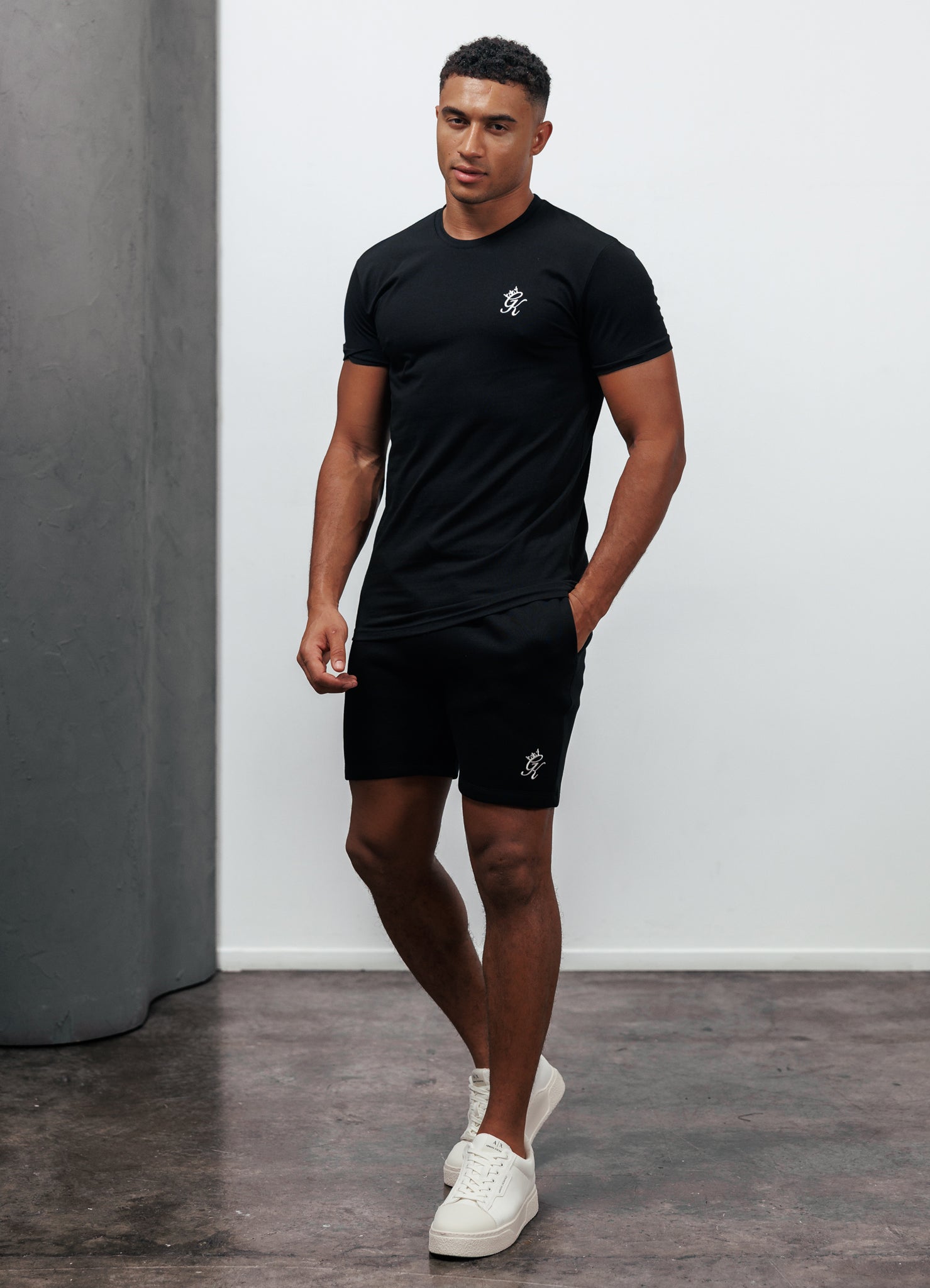 Men's black everyday jersey t-shirt and short twin set