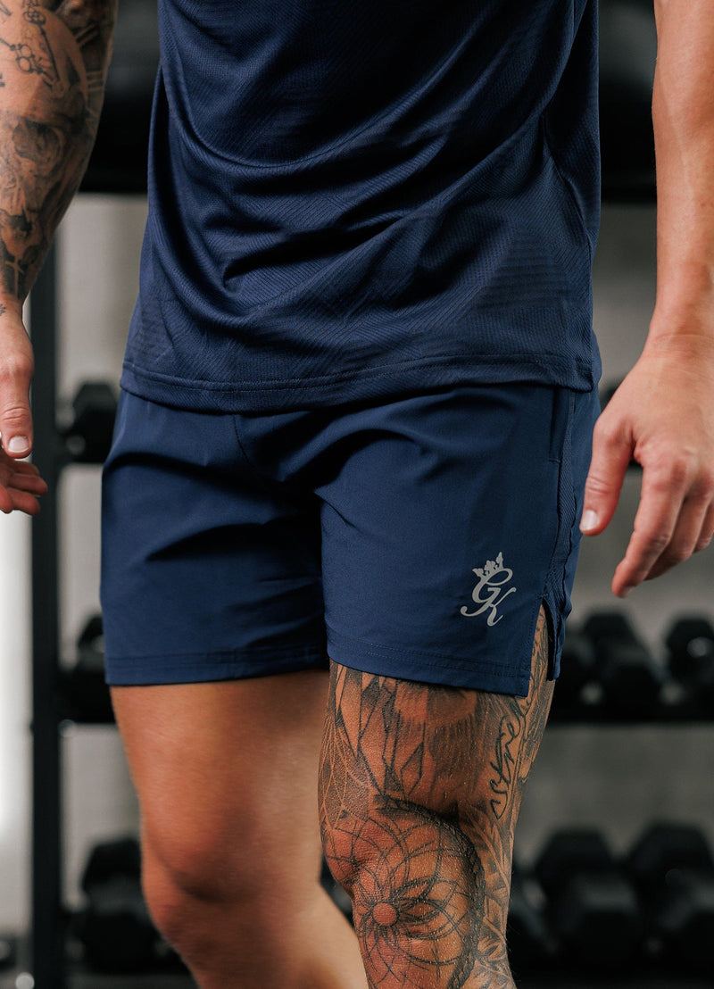 Gym King Geometric Knit 5" Short - Navy
