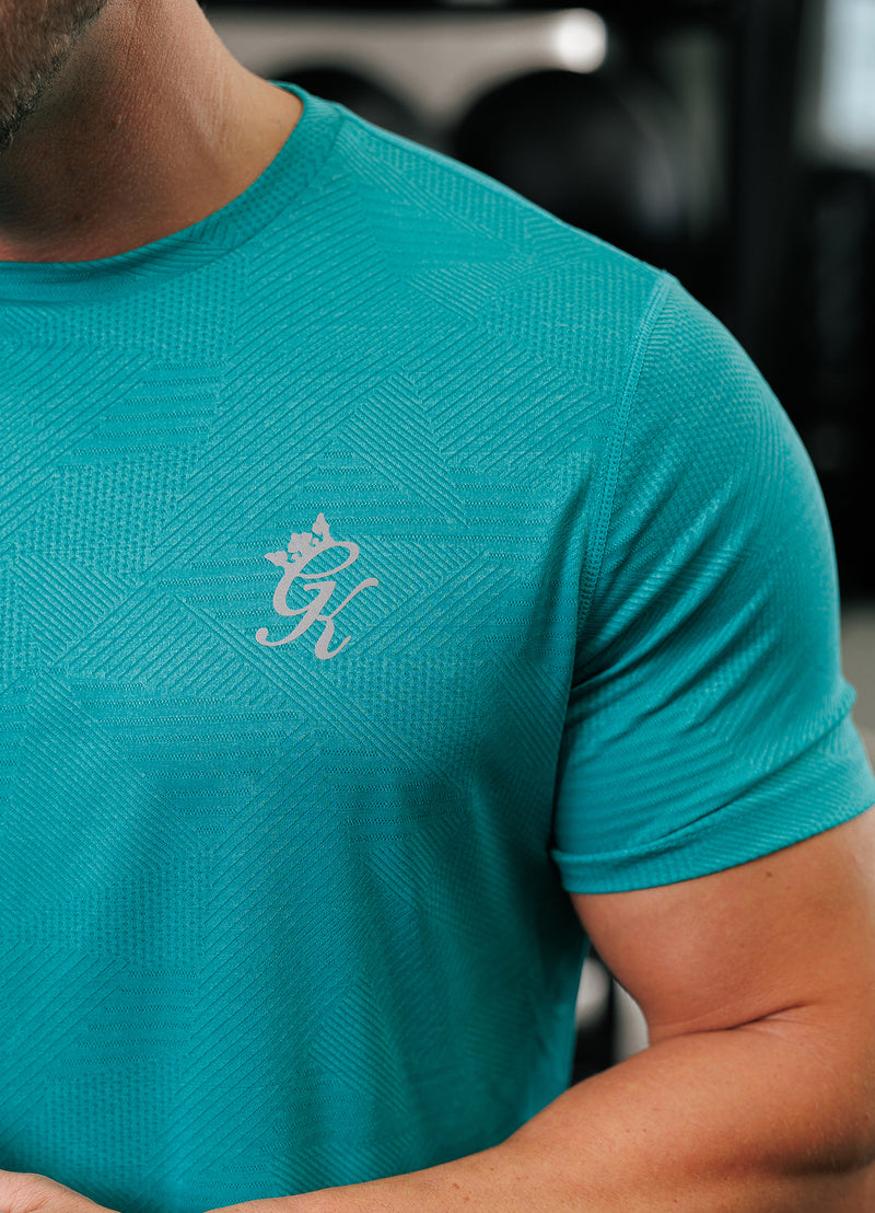 Gym King Geometric Knit Tee - Ultra Marine Green