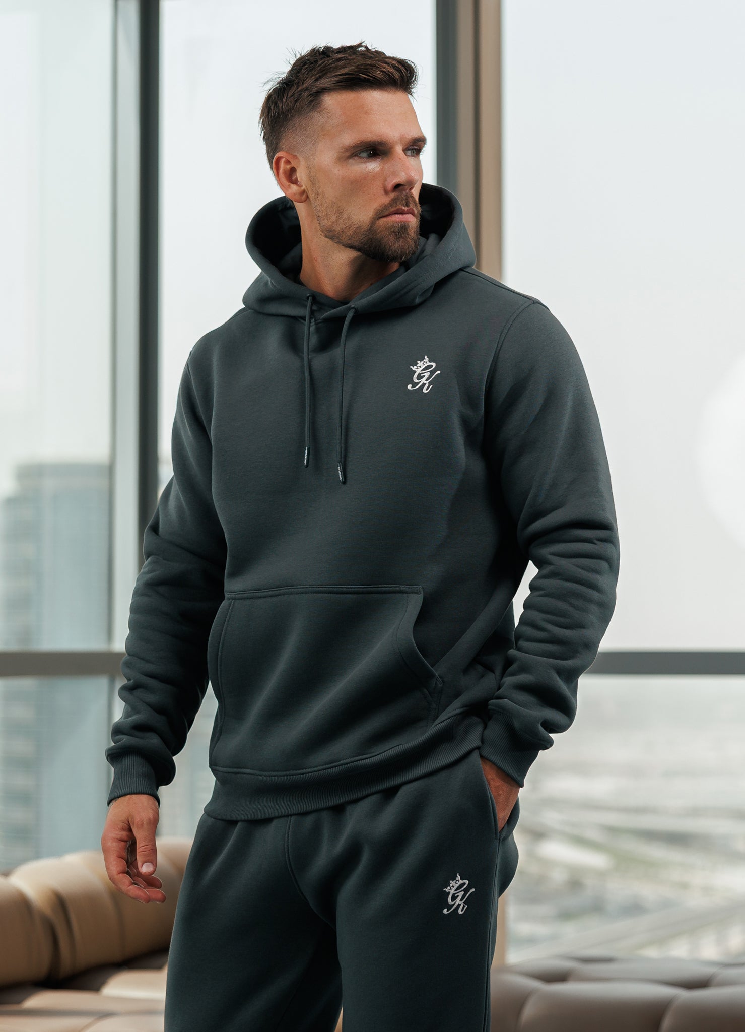 Gym King Fundamental Hood Tracksuit - Green Smoke