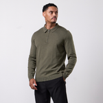 Gym King Signature Knit Long Sleeve Polo - Moss Green thumbnail