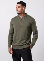 Gym King Signature Knit Long Sleeve Polo - Moss Green thumbnail