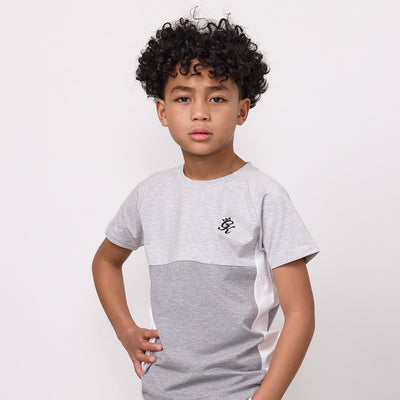 Gym King Older Kids Contrast Panel Tee - Snow Marl/Grey Marl/White